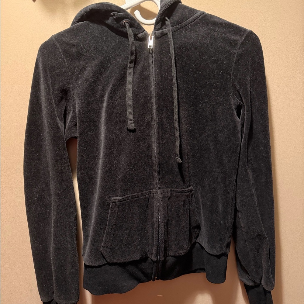 Fashion Nova Black Velour Hoodie